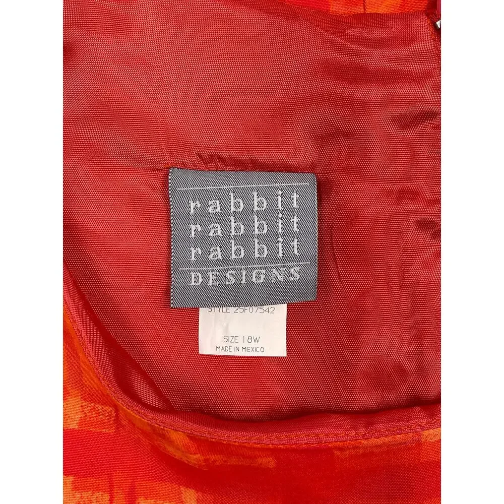 NWT Rabbit Rabbit Rabbit Designs 18W Bright Orange Short Sleeve Dress - Picture 6 of 11